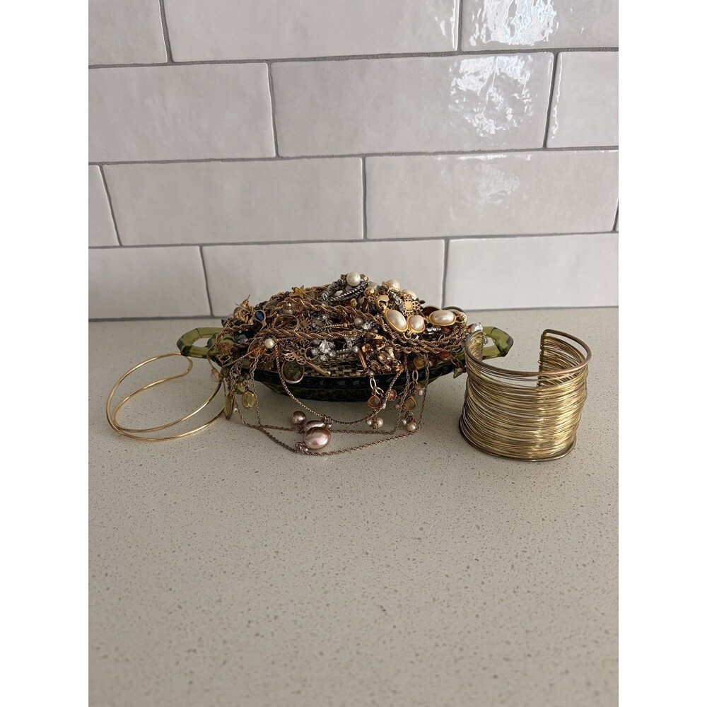 Vtg Mystery Jewelry Jar VTG Vase Mixed Metal Gold & Silver Tone